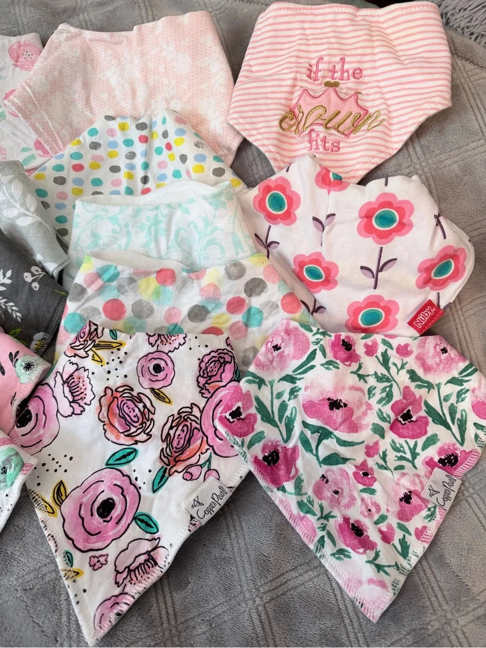 Pack of Floral Pink Bandana Bibs for Babies